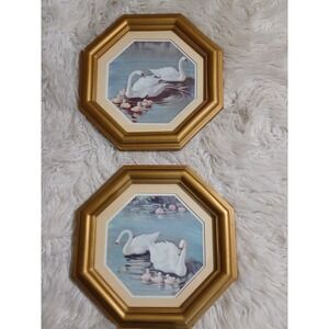 Vintage gold frames with swan pictures